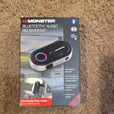 Monster Bluetooth Audio Receiver Kit MBA9-1009-BLK Hands-Free Siri Google Aux-In