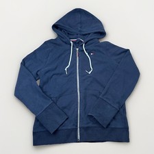 Tommy Hilfiger Women  s Medium Navy Blue Full Zip Hoodie Sweatshirt M Logo Colors