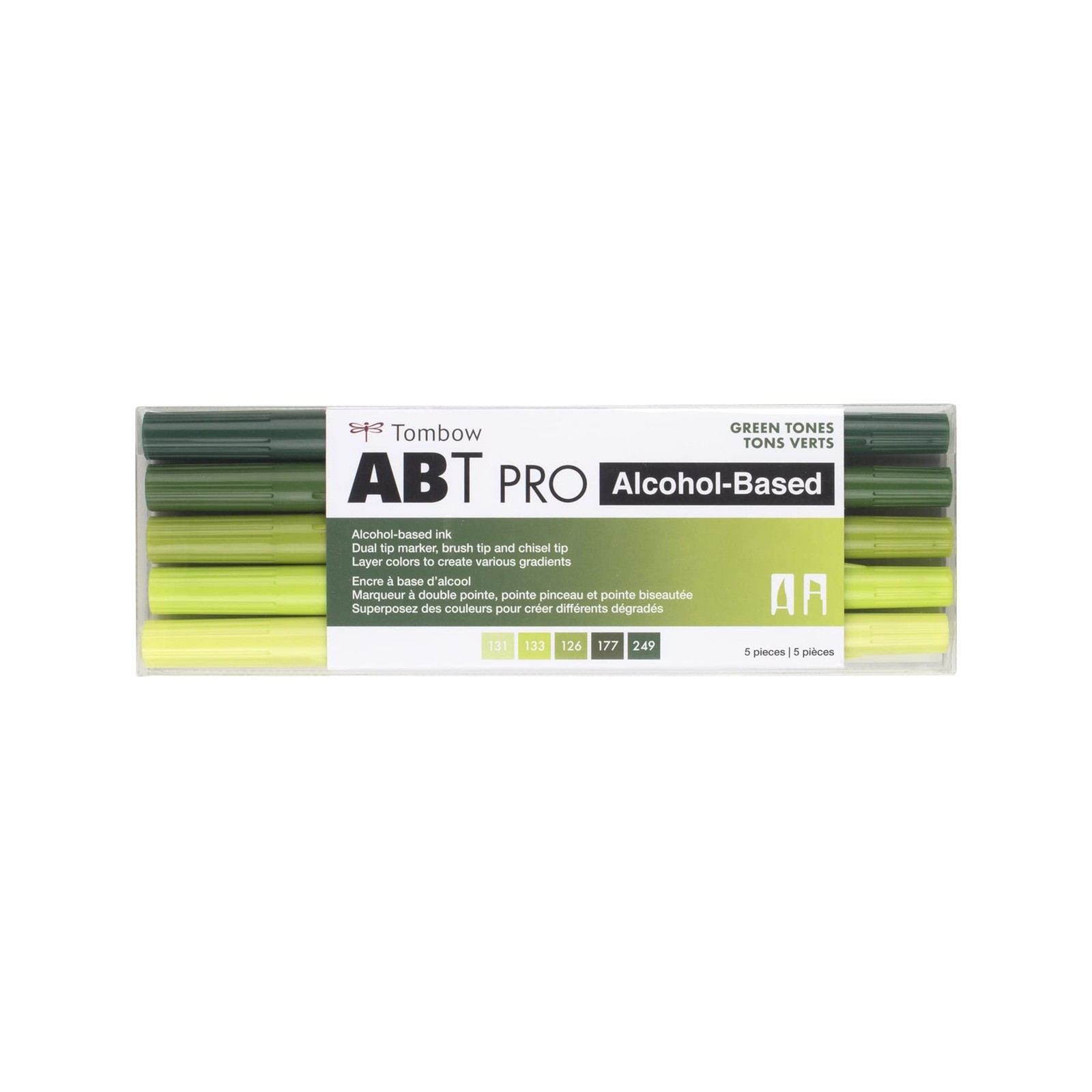 56971 ABT Alcohol Markers, Green Tones, Set of 5 Colors &ndash; 