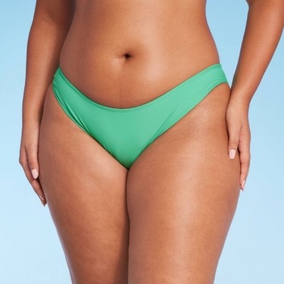 WILD FABLE Woman XL Scoop Front Low-Rise High Leg Cheeky Bikini Bottom Green