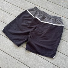 Vintage Nike Swim Shorts MensLarge Black Swoosh Lined Y2K