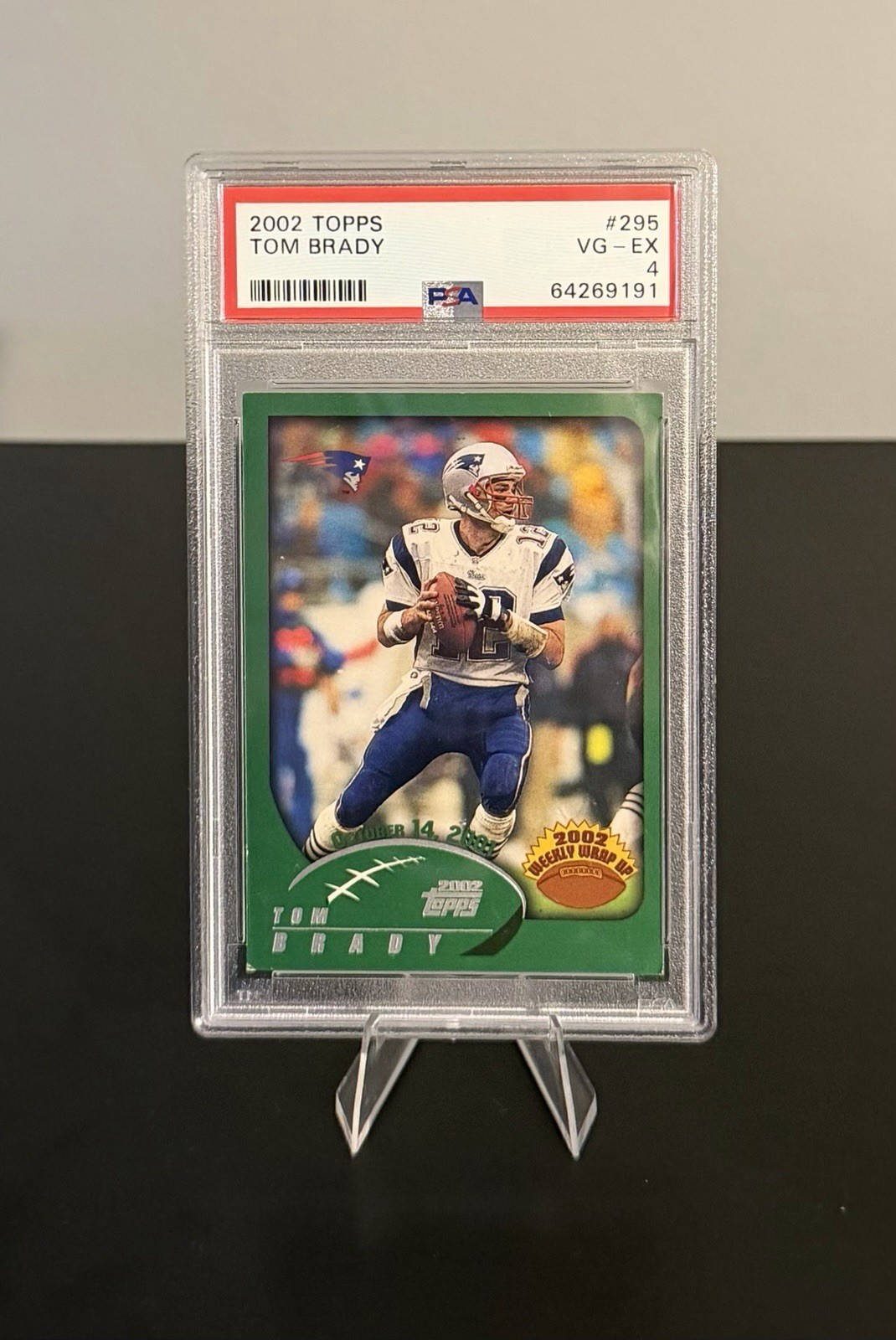 2 Card Vintage Tom Brady Lot - 2002 Fleer Tradition PSA 6 / 2004 Topps PSA 4 view 3
