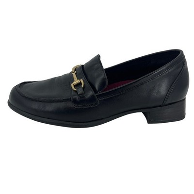 Munro Bit Loafer Women's 12 Black Leather Gold Hardware Horsebit Slip On