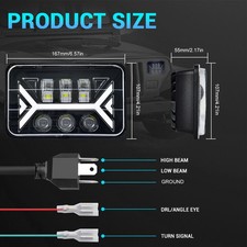 2PCS 5 Inch LED Headlights 4x6'' Rectangular LED Headlights With High Low NSTY