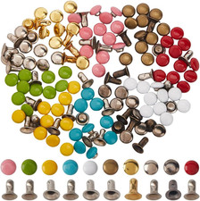 1 Box 300Pcs 10 Colors Mini Rivet Studs Leather Rivets 4Mm/0.16 Inches Brass Dou