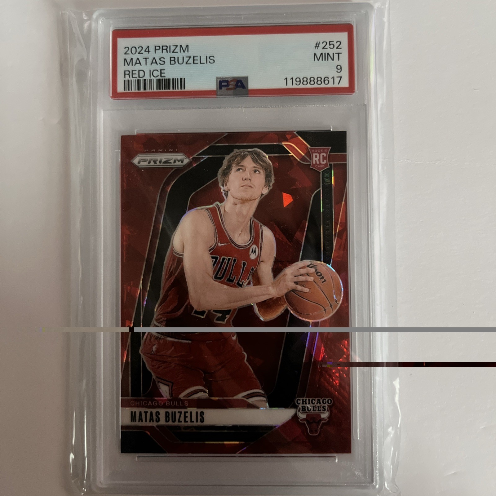 2024-25 Matas Buzelis Rookie Panini Prizm #252 Red Ice Prizm PSA 9