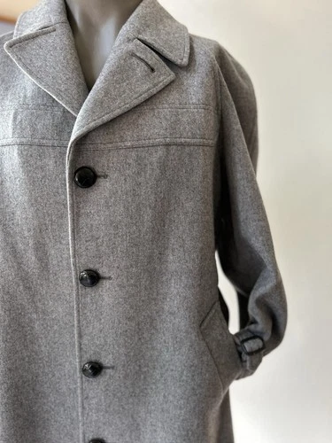 Premium Pendleton Gray Tweed 100% Pure Virgin Wool Long Trench Coat Men’s 44 - product listing photo