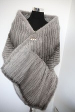 Knit 100 real mink fur scarf fur premium quality cape 170 40 cm white neck wrap