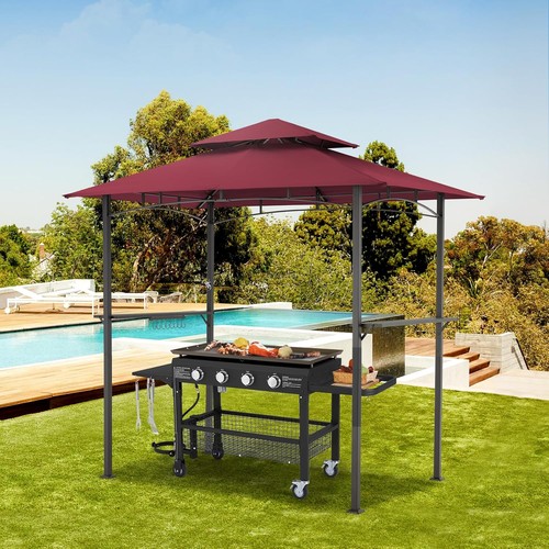 8' x 5' Grill Gazebo Grill Canopy 2 Tier BBQ Gazebo Shelter for Patio Backyard - Picture 34 of 38