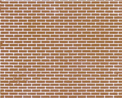 Plastruct O Patterned Sheets Brick .020 x 7 x 12in pkg(2) .187in Red Bric PS-100