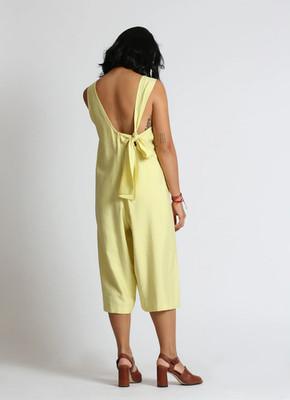 Kaarem Cat Chu Back Knot Tie Cát Chu Lemon jumpsuit small S pale yellow