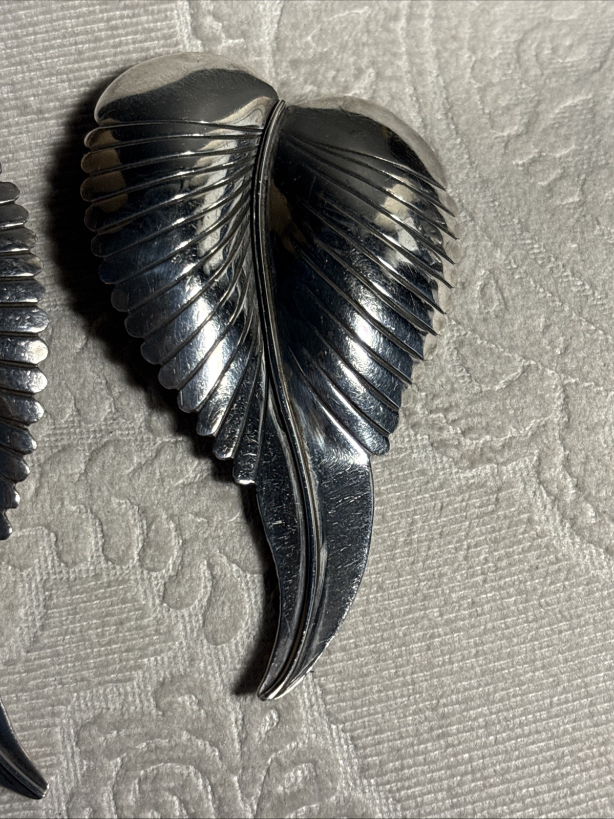 Large Solid Sterling Silver Earrings Marked PJ , … - image 4