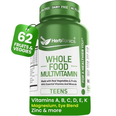 Whole Food Teen Vitamins for Energy, Focus & Immune - Multivitamin for Teenag...