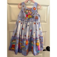 Handmade 90s Style Kids Roller Skating Novelty Print Sleeveless Dress Blue 6/7