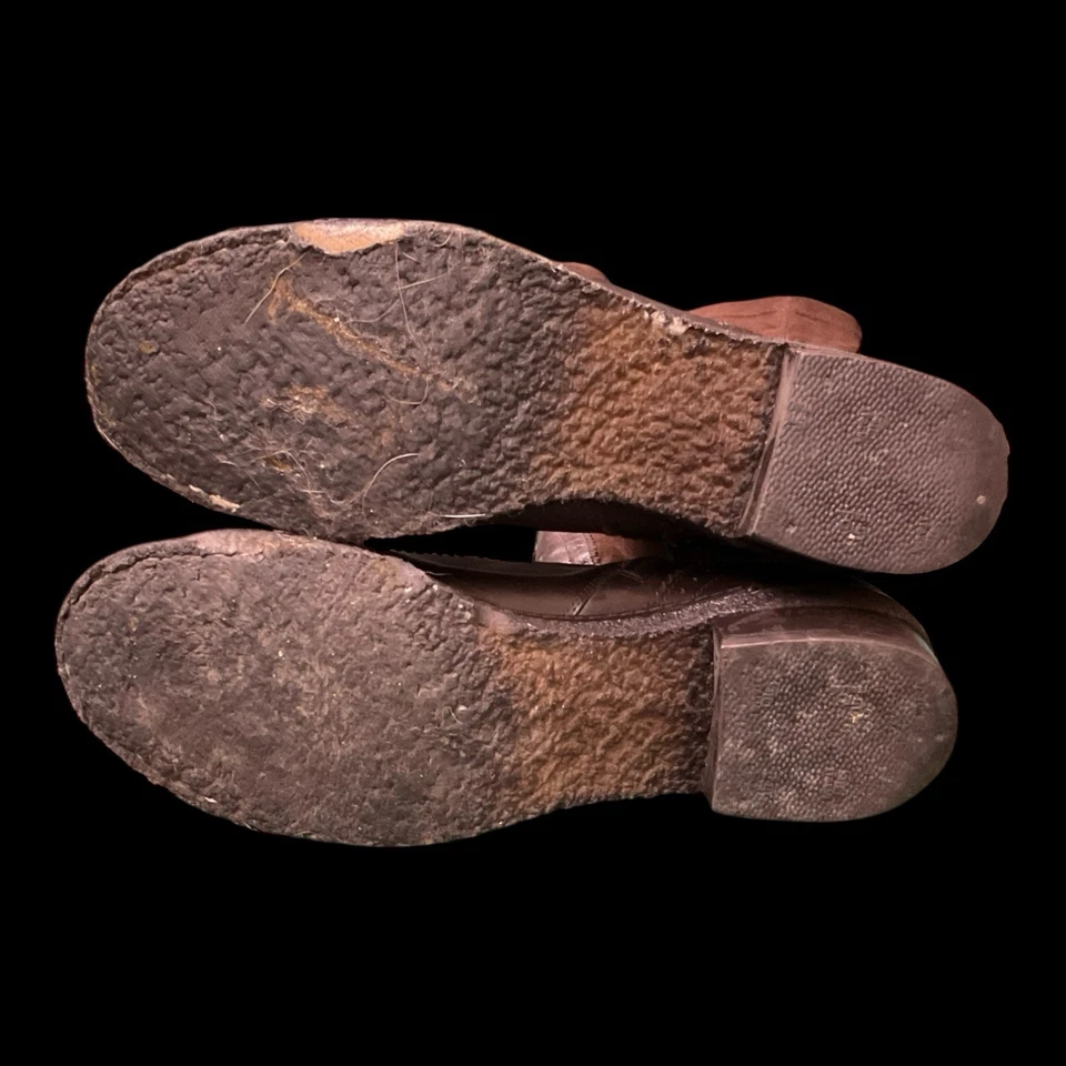 Stuart Weitzman Brown Boots 8.5 Leather Wingtip Brogue Knee High Combat  - Image 4 of 4