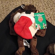 Warner Bros. Taz White Stocking Bean Bag Plush Looney Tunes Small 1998