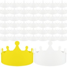 Kids Birthday Party Decorations White Paper DIY Stylish Paper Crowns 100 Pcs
