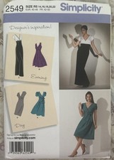 SIMPLICITY Pattern 2549 Plus Size 14-22 Misses Straight Flared Evening Dress