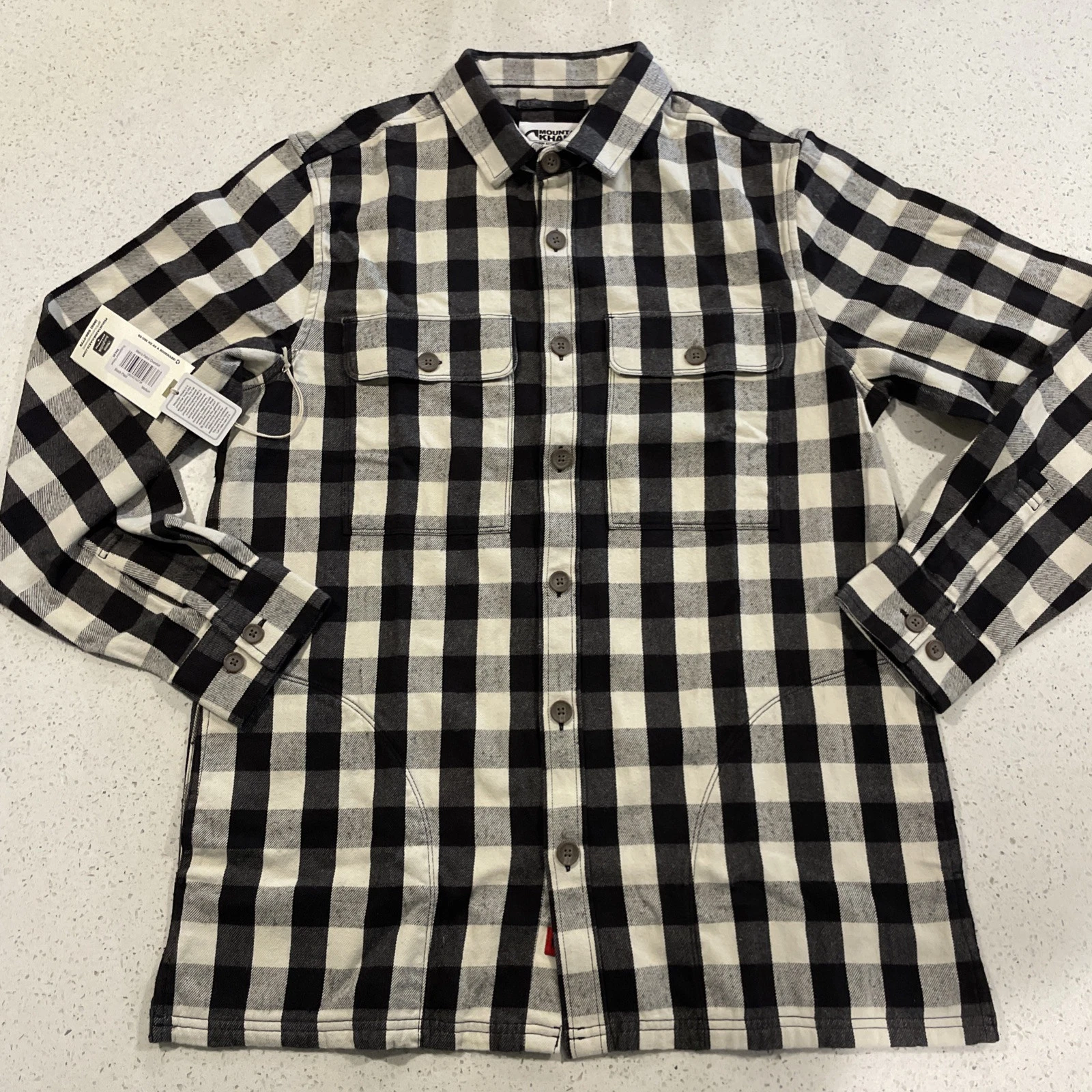 Mountain Khakis Relaxed Fit Patrol Overshirt Mens M Black Plaid Side Pockets NWT