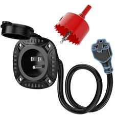 125V RV Shore Power Inlet, AC 20A Electrical Outlet Receptacle Plug w/ Hole Saw