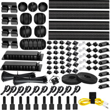 313Pcs Cable Management Kit, Reusable Computer Desk Cord Organizer, Black