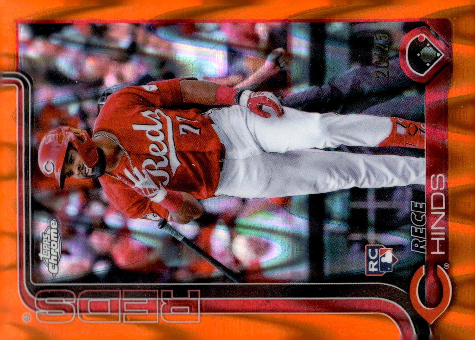 2025 Topps Chrome #253 Rece Hinds Orange Raywave Refractors #/25