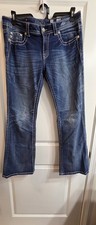 Miss Me Bootcut Jeans Blue Embroidered Rhinestone Stretch Women's Denim