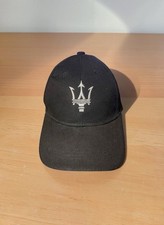 Genuine Maserati Trident Black Embroidered Black Cap Adjustable Strap NWOT