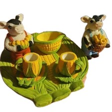 Vintage Mini Cow And Corn Tea Set 10pieces