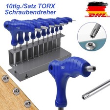 Torx Schraubendreher Satz 10 tlg T-Griff Set Schraubenzieher Steckschl&uuml;ssel lang