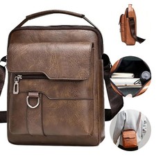 Men's Leather Cross Body Messenger Bag Shoulder Handbag Travel Work Business Bag