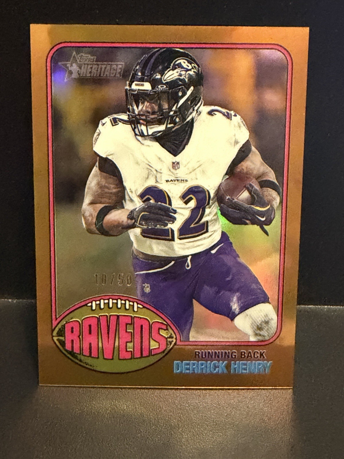 2026 Topps Heritage Derrick Henry #94 Gold Chrome Refractor Ravens 10/50