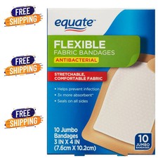 Equate Antibacterial Flexible Fabric Bandages, 10 Count - Free Shipping