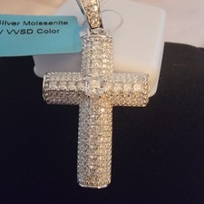 moissanite cross pendant 925 sterling silver