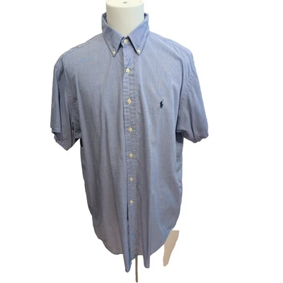 Chemise Ralph Lauren Yarmouth XL Bleu Microcarreaux Manches Courtes - Photo 1/4