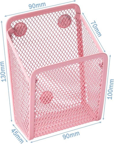 Magnetic Pencil Holder,Mesh Stainless Steel Pen Basket, 1 1 Pack Pink - Picture 3 of 7