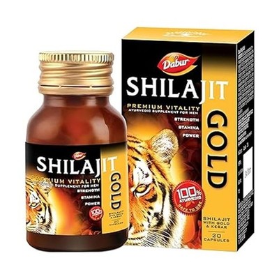 2XDabur Shilajeet 20 Capsules, 100% Ayurvedic For Power, Stamina, Strength