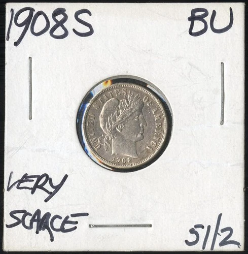 US Coin 1908-S Barber Dime Silver San Francisco Key Date Scarce NO RESERVE!