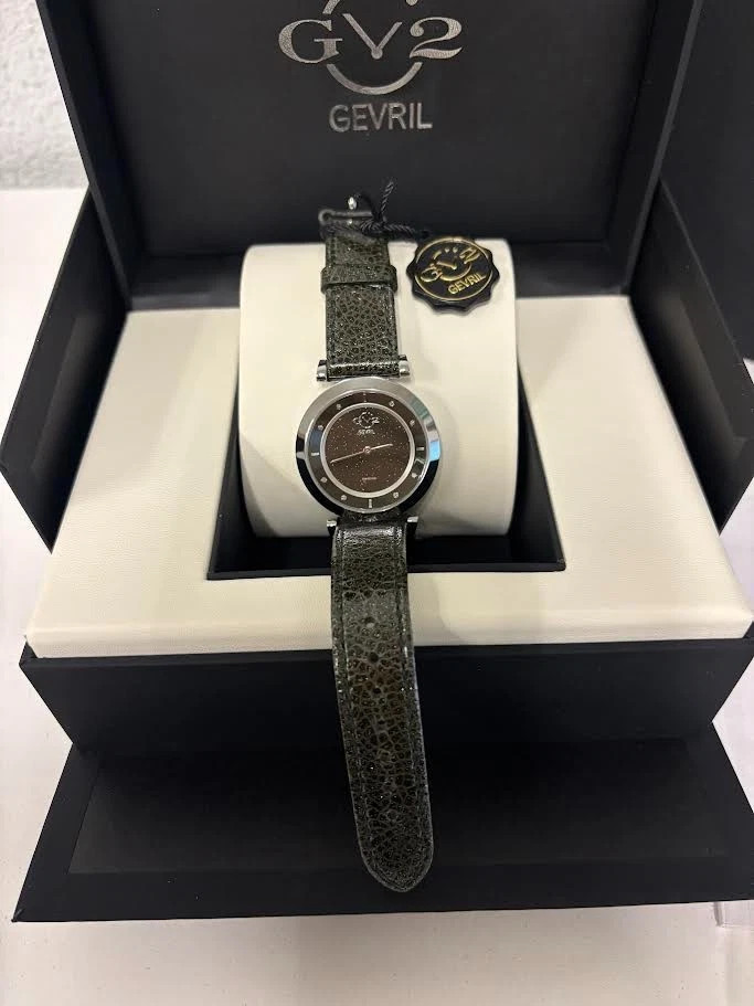 Женские кварцевые часы GV2 от Gevril 14400 Lombardy зеленый блестящий циферблат бриллиант - Изображение 3 из 4