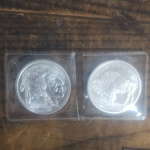 Golden State Mint Silver Buffalo Rounds 1 oz Each Lot of 2 Total 2 oz .999