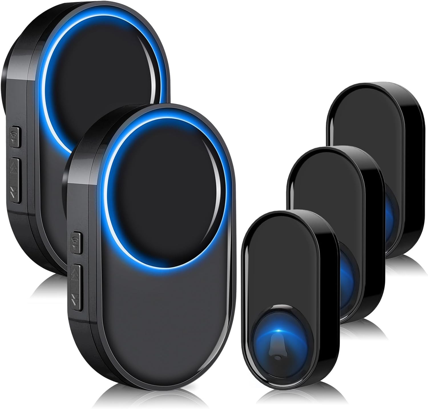 Wireless Waterproof Doorbell Kit with 3 Buttons and 2 Receivers in Black-image