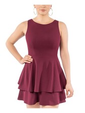 B DARLIN Womens Stretch Sleeveless Scoop Neck Mini Party Layered Dress