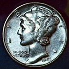 1943-P Mercury Dime – Uncirculated – Brilliant 90% Silver