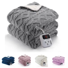 Electric Heated Throw Blanket Warming with 10hrs Timer Auto-Off ETL Certified