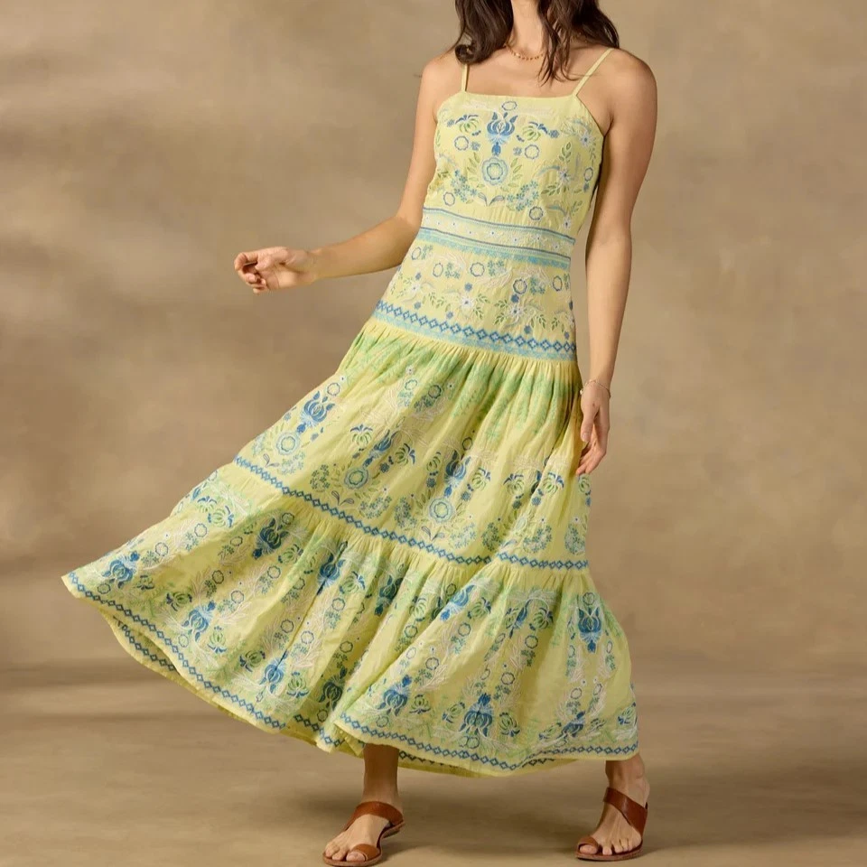 knee length dresses for ladies Sundance Embroidered Maxi – Red Door Boutique main image 1
