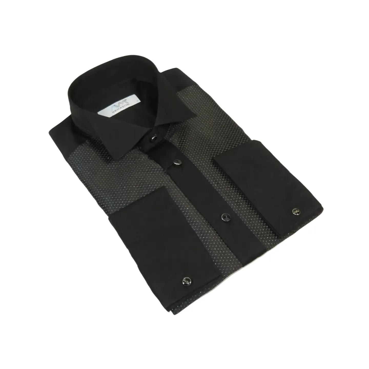 Men CEREMONIA Formal Cotton Shirt Wingtip Slim Fit Turkey JB 15 Black Pin Dot 14290₽