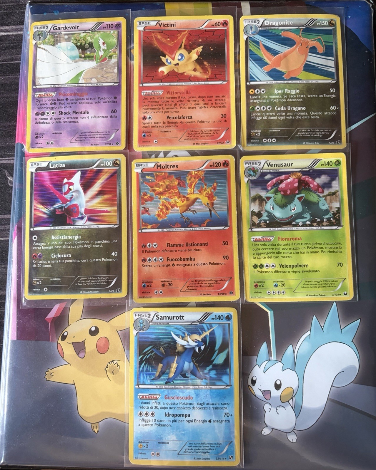 Lotto 7 carte Pokémon TCG Italiano: Gardevoir Victini Dragonite Latias Moltres