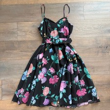 Vintage Nadine Boutique Floral Belted Dress Heart Shaped Bodice Sz 5/6