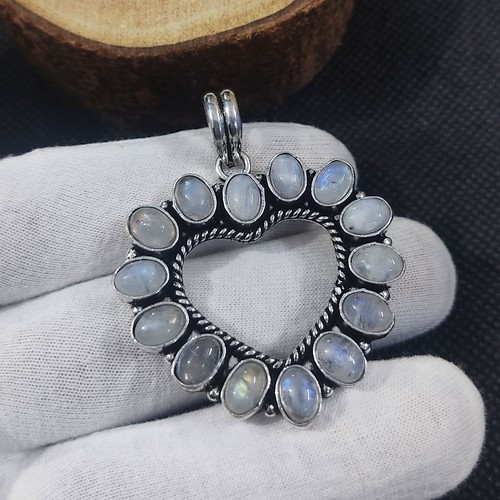 Rainbow Moonstone Gemstone Pendant 925 Sterling Silver Pendant Style Jewelry