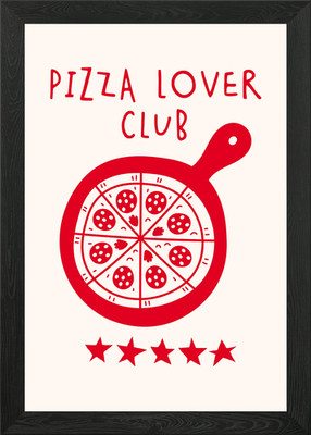 Pizza Lover Club, Küchendeko, Ki gerahmtes Wandbild Poster Leinwanddruck Bild